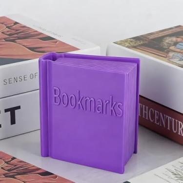 Imagem de Suporte de marcador, acessórios de leitura de livros, caixa decorativa, caixa de armazenamento decorativa em forma de livro, estojo de armazenamento com tampa aberta, estrutura leve durável (roxo)