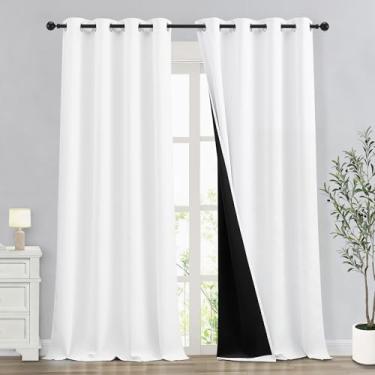 Imagem de LIMON HOME Cortinas blecaute brancas de 244 cm de comprimento para sala de estar, quarto, tratamento de janela à prova de som, cortinas pretas para salão, conjunto de 2 painéis