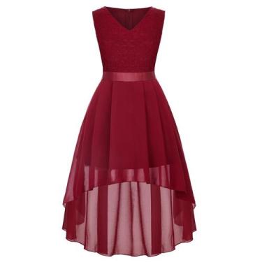 Imagem de Vestido Viriber Floral Lace Burdungy para meninas de 11 a 12 anos