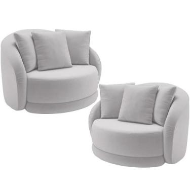 Imagem de Kit 02 Poltronas Decorativas Base Giratória Witta M03 Veludo Cinza - L