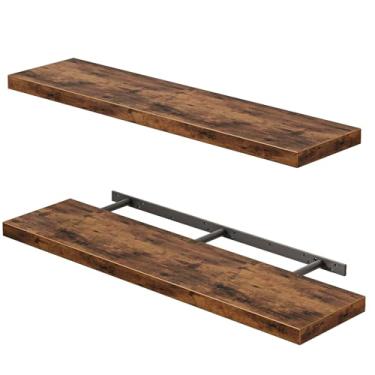 Imagem de Fixwal Prateleiras flutuantes para parede, prateleiras de madeira rústica, de 89 cm, montadas na parede, para sala de estar, quarto, banheiro e cozinha, para armazenamento, livros, decoração de quarto