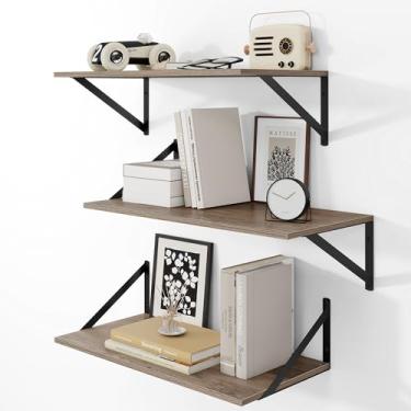 Imagem de Heimlove Prateleiras de parede de 61 cm L x 30 cm P para livros, 30 cm de profundidade, conjunto de 30 cm, estante flutuante larga com suporte de metal para sala de estar, cozinha, escritório, quarto