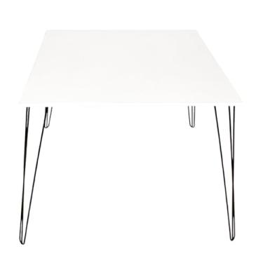 Imagem de Mesa Jantar Quadrada Pé Metal Hairpin 70cm Altura Tampo De 70,80,90cm Jt Home (TAMPO BRANCO, 70CM)