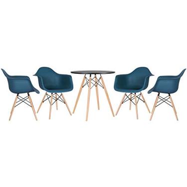 Imagem de Loft7 Home Decor, Kit Mesa Eames 70 cm + 4 Cadeiras Eames DAW - Azul petróleo