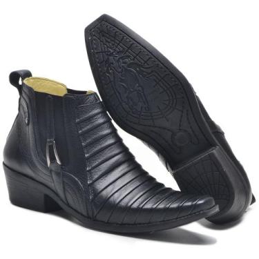 Imagem de 080CLA Bota Masculina de couro modelo texana cano curto preto - CLACLE