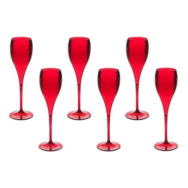 Imagem de Taça Acrílico De Espumante 120ml Kit 6un Brut Alto Padrão (VERMELHO)