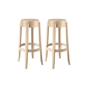 Imagem de Banqueta Sala De Jantar Shine Uz8007 Kit 2 Un Freijó/Suede Capuccino - Kappesberg