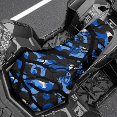 Imagem de Semiouray Capa de assento quadriciclo camuflagem azul azul fluido irregular impermeável antiderrapante respirável capa de assento de quatro rodas camuflagem moderna universal compatível com Polaris