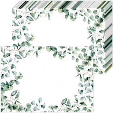 Imagem de Pacote com 50 jogos americanos de papel de eucalipto, 40 x 28 cm, folhas verdes, tapete de mesa descartável, verde sálvia, para festa de casamento, jantar, jantar rústico, para cozinha, mesa, chá de