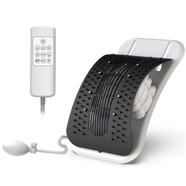 Imagem de Massageador Lombar Elétrico 2 em 1, Suporte Manual e Elétrico com Controle Remoto, Base Ajustável 38x21cm, Alívio de Dores nas Costas, Preto