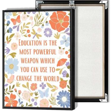 Imagem de Citações motivacionais pôsteres importantes da educação impressões inspiram as pessoas a aprender arte de parede em tela para sala de aula sala de estar ou quarto decoração de parede 30 x 40 cm sem