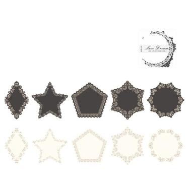 Imagem de Adesivo de renda autoadesivo branco preto decalques para scrapbooking papel adesivo de embrulho decorativo faça você mesmo suprimentos para diários paredes de fotos e decorações (Polígono)