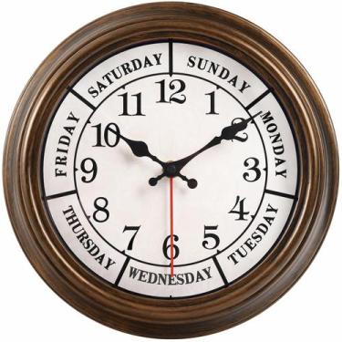 Imagem de Relógio de parede 45 minutos e 30 cm, calendário retrô do dia da seman