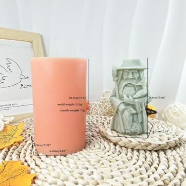 Imagem de Moldes de vela de silicone Odin ThorTyr nórdico pagão feito à mão molde de figura personalizada reutilizável molde de cera nórdica DIY presentes decoração de mesa (azul claro)