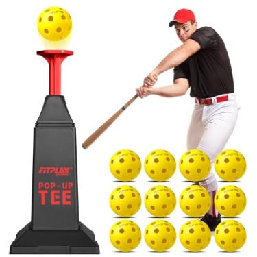 Imagem de Tee Popper com 12 mini bolas, altura pop até 101,6 cm camiseta para beisebol e softball, máquinas de arremesso para treino de swing sem um arremessador, camiseta de rebatida, treinamento de beisebol