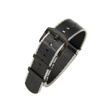 Imagem de hengfento2 Pulseira de relógio G10 de substituição para Omega Premium Nylon balístico militar Raf costurado ligação Iw 20 mm (cinza + preto 2)