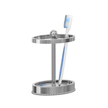 Imagem de nu steel Porta-escova de dentes chiques de aço inoxidável 18/8, coleção de banho, bancadas de banheiro com acabamento brilhante