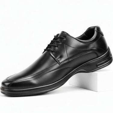Imagem de Sapato Social Masculino Com Cadarço Derby Bico Fino Couro Clássico Pre