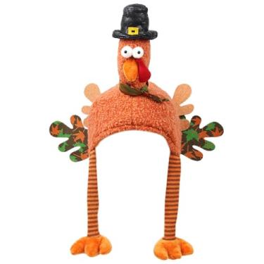 Imagem de Chapéu de Turquia, chapéu de Turquia de Natal | Traje de chapéu de frango Chapéu de pernas longas de peru - Decorações de Ação de Graças, chapéu de peru de pelúcia de desenho animado para o feriado de