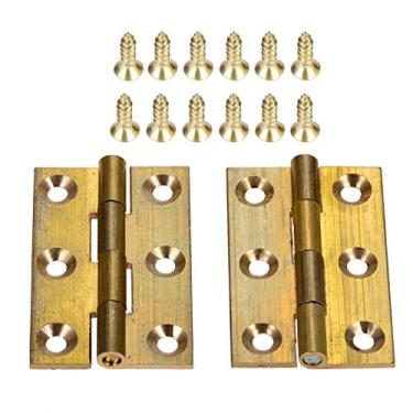 Imagem de Dobradiça decorativa de latão 2pcs dobradiça 1/15 / 2/2,5 polegadas dobradiças da porta de madeira Caixa de jóias de madeira Conjunto de móveis com parafusos YYDFPIIA (Color : B)