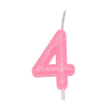Imagem de Vela de Aniversário 6cm Candy Color Rosa Número 4 SilverFestas