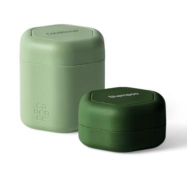 Imagem de Cadence Recipientes de viagem – Conjunto de 2 peças para cuidados com o cabelo – Cápsulas magnéticas de viagem – para xampu, condicionador, produto para penteados – 1 cápsula pequena e 1 média