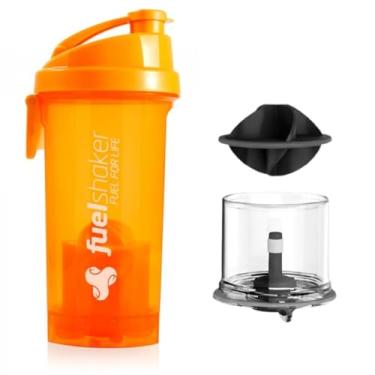 Imagem de Garrafa 500ml Coqueteleira Shakeira compartimento dose whey BCAA pré-treino |DEPARTAMENT STORE (LARANJA)