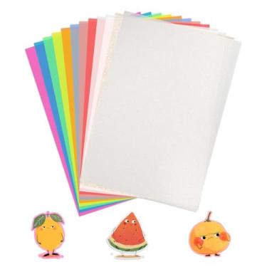 Imagem de SNOMEL 12 folhas de plástico termorretrátil, papel de filme retrátil de 14,5 cm x 19,8 cm, papel de arte retrátil colorido para pulseira, chaveiro, enfeite criativo faça você mesmo, pingente de joias
