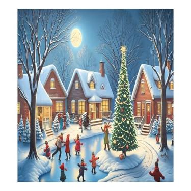Imagem de SEHANY Capa magnética para lava-louças de Natal Snowy Town, adesivos magnéticos para decoração de Natal para painel de geladeira e lava-louças, decoração de Natal de cozinha doméstica 58 x 66 cm