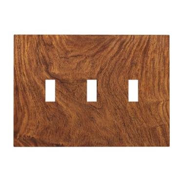 Imagem de Nadoabtm Placa decorativa para interruptor de luz vintage rústica marrom escuro grão de madeira 3 gangues capas de placa de interruptor tampa de tomada elétrica interruptor triplo para decoração de