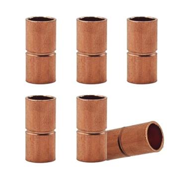 Imagem de pson 6 peças de encaixes de acoplamento de cobre reto de 1/4 polegada, conector de junta de solda de tubo de cobre para sistemas HVAC e ar condicionado