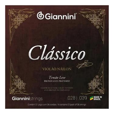 Imagem de Jogo De Cordas Violão Náilon Giannini Clássico Tensão Leve