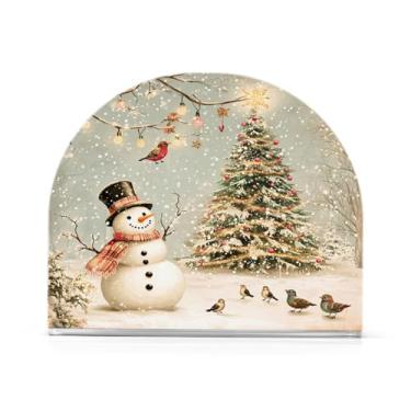 Imagem de xigua Porta-guardanapos de pássaros de boneco de neve e árvore de Natal para mesas – Porta-guardanapos para cozinha, porta-guardanapos de mesa, porta-guardanapos de coquetel, porta-guardanapos de