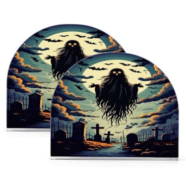 Imagem de Wassud Porta-guardanapos de acrílico noturno assustador, dispensador de guardanapos de papel moderno em forma de U para mesa, cozinha, sala de jantar, bancada 2 peças (comporta 50-60 guardanapos)