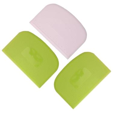 Imagem de Raspador de massa dura com 3 peças, raspador de massa de plástico, raspadores práticos de banco, raspadores de alimentos multiuso para cobertura de fondant, 14,5 x 9,7 cm, branco, verde