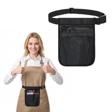 Imagem de Bolsa de cintura para servir, bolsa preta para garçom, garçom, ferramenta com cinto ajustável, pacote de cintura de avental de servidor utilitário para restaurantes, jardinagem, enfermagem