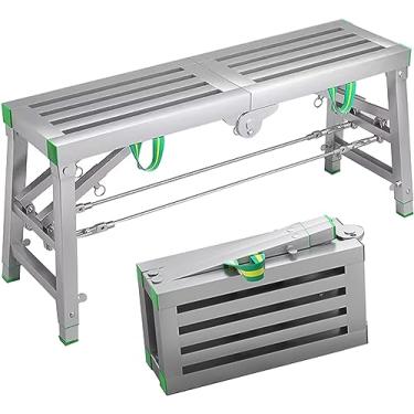 Imagem de Plataforma de andaimes Stepladders Plataforma de trabalho dobrável portátil para andaimes, banco de escada de engenharia doméstica com pedais de escalada e ajuste de altura de 5 velocidades, para