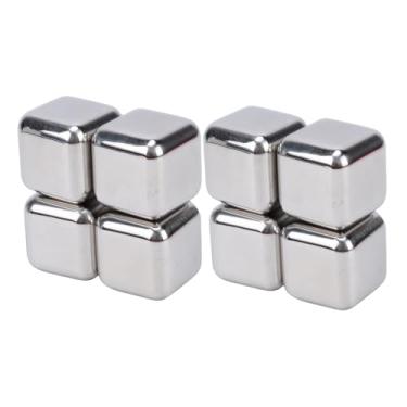 Imagem de Luqeeg 8 Peças de Cubos de Gelo de Aço Inoxidável, Cubo de Gelo Reutilizável para Resfriador de Vinho Com Caixa de Armazenamento e Pinças para Resfriar Uísque Conhaque Rum Cerveja