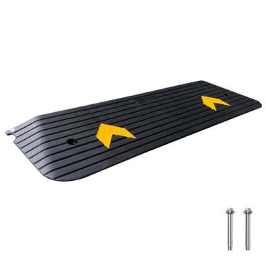 Imagem de MOMOBC Rampa de borracha para portas Rampa para cadeira de rodas de elevação de 3,8 cm e 3,8 cm, 1 pacote de rampa de freio elétrica de borracha reciclada para calçada de cadeira de rodas com limite