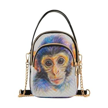 Imagem de CEBUGI Bolsa tiracolo feminina clutch para telefone bolsa de ombro elegante macaco com alça de corrente removível