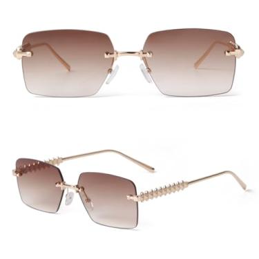 Imagem de HCHES Óculos de Sol Femininos de Luxo Sem Aro com Proteção UV400 e Lentes Gradientes para Uso Externo (3)