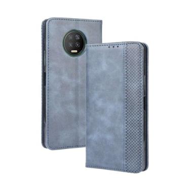 Imagem de Capa flip de couro para Infinix Note 7,Flip magnético retro,Caso de telefone de couro PU,Design de carteira com 3 slots de cartão e 1 clipe de dinheiro -Blue