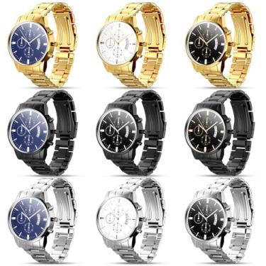 Imagem de Outus Conjunto de relógios masculinos, presente de relógio para homens, pulseira de aço inoxidável, relógios de pulso de quartzo, presentes para homens, aniversário, casamento, Elegante, one size