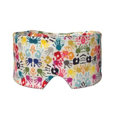 Imagem de Máscara de proteção para olhos e orelhas com estampa à mão, respirável, ajustável, blecaute, confortável