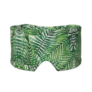 Imagem de Máscara de proteção para olhos e orelhas com estampa verde de folha de banana, respirável, ajustável, blecaute, confortável
