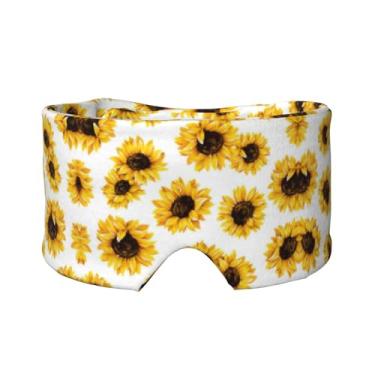 Imagem de Máscara protetora para olhos e orelhas com estampa de girassol respirável, ajustável, blecaute, confortável