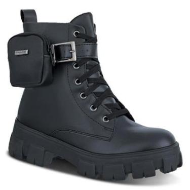 Imagem de Bota Feminina Coturno Tratorada Cano Médio Cadarço Casual-Feminino