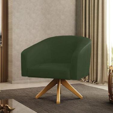 Imagem de Poltrona Sala Decorativa Stella Base De Madeira Giratória Ma30 Sintéti