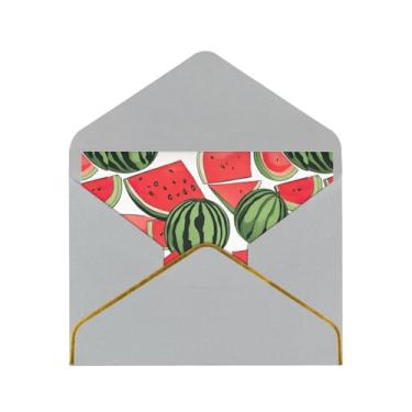 Imagem de SKKNT Cartões comemorativos com estampa de melancia vermelha para todas as ocasiões, convites de festa de aniversário de casamento, 12,7 x 15,2 cm