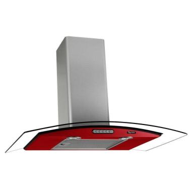 Imagem de Coifa Terim Vidro Curvo Duto Slim 70 cm Vermelho Inox 220V